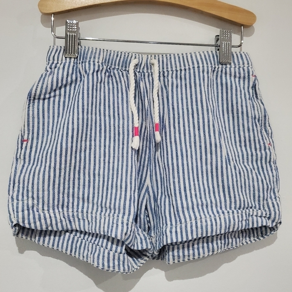 OSHKOSH linen/viscose blue white stripe shirt size 7 with pockets
